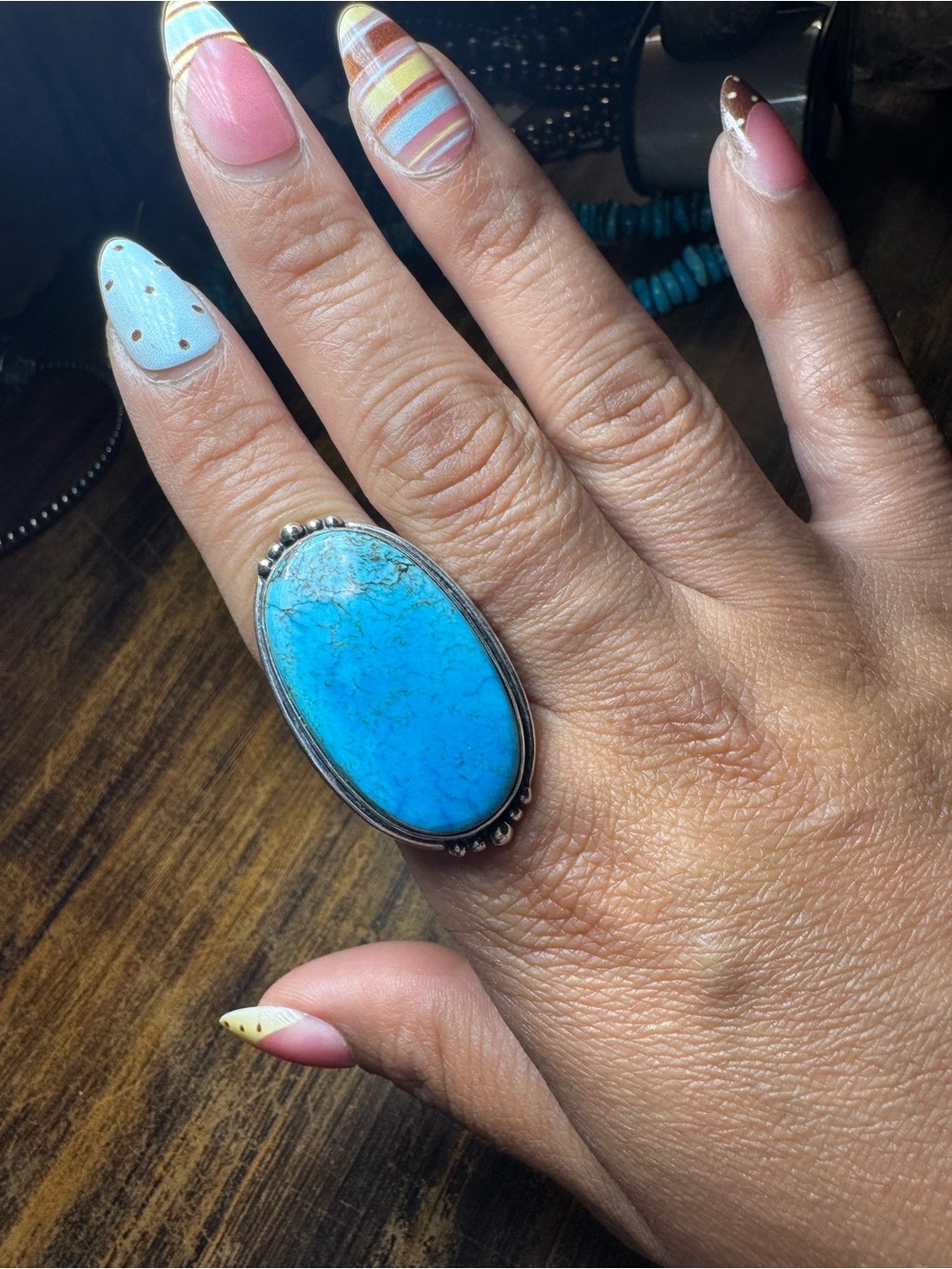 Sleeping Beauty Turquoise Oval Statement Ring